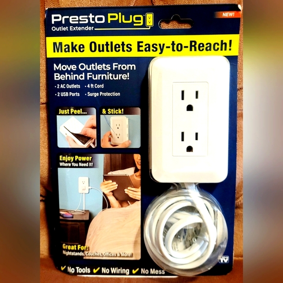 Presto Plug Deluxe Power OutletRelocator with 4' Cord NIB - Picture 1 of 7